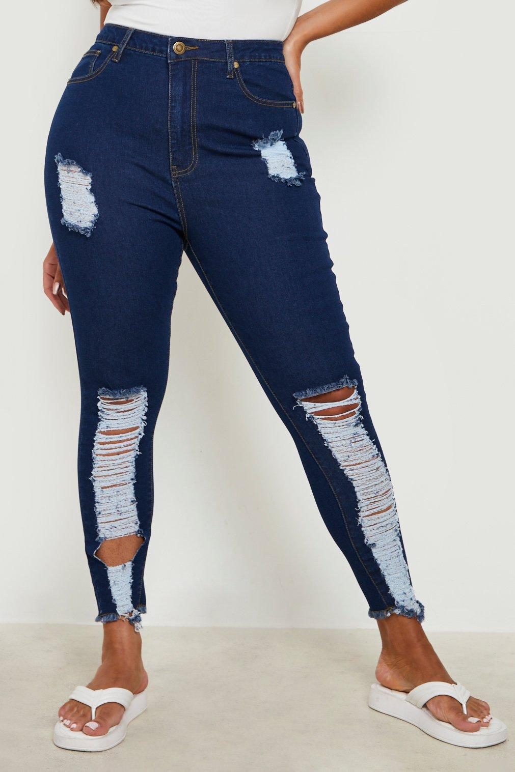 Jean déchiré grande taille sale femme